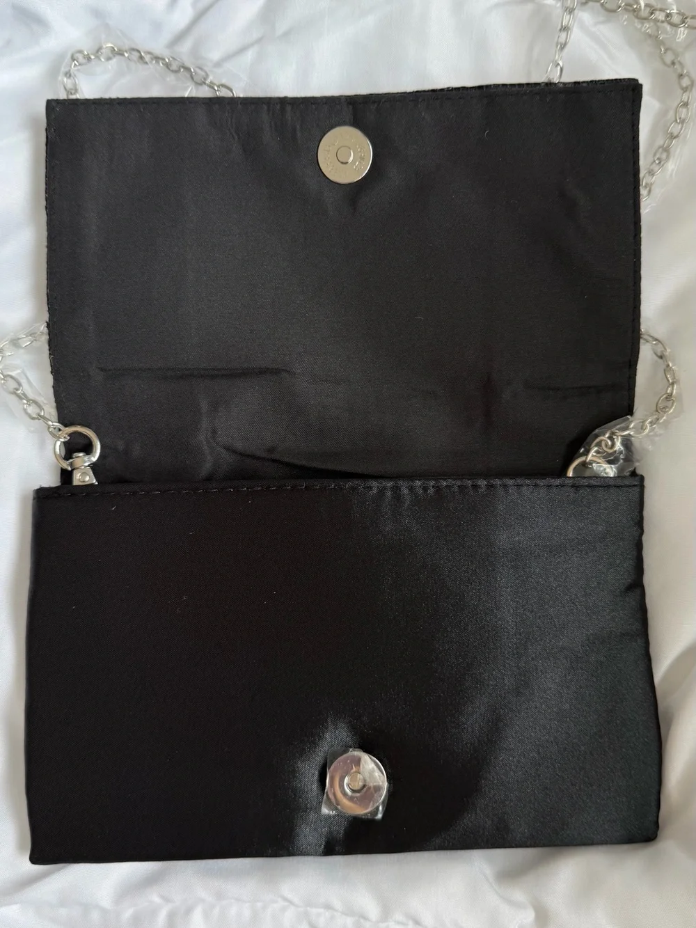 New in Bag Amber Sceats Stella Crystal Black Rhinestone Evening Clutch